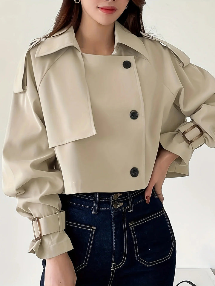 Chic Casual Short Trench Coat Bezwysiłkowy Styl na Codzienne Warstwy