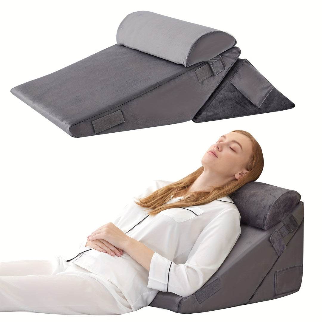 Regulowana Ortopedyczna Poduszka Klinowa RelaxPlus - Premium System Wsparcia z Pianki Memory 7 w 1