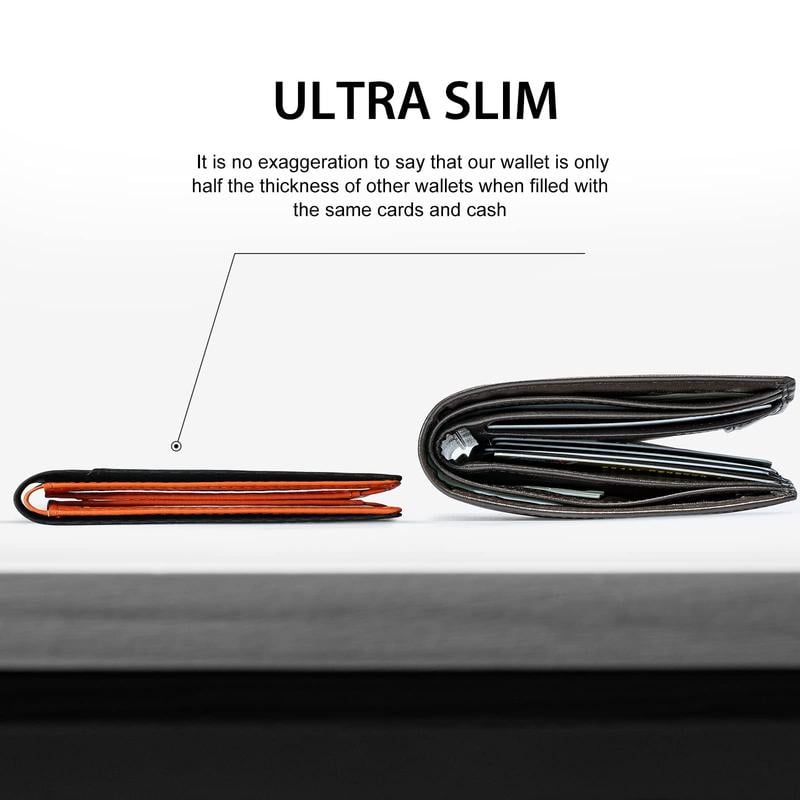 Slim portfel RFID męski | Etui na karty ze skóry | Czarny