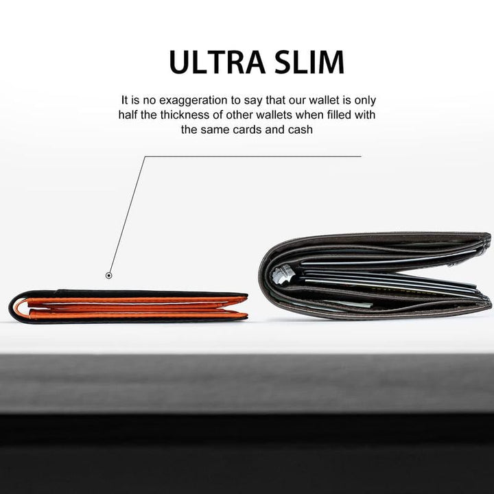 Slim portfel RFID męski | Etui na karty ze skóry | Czarny