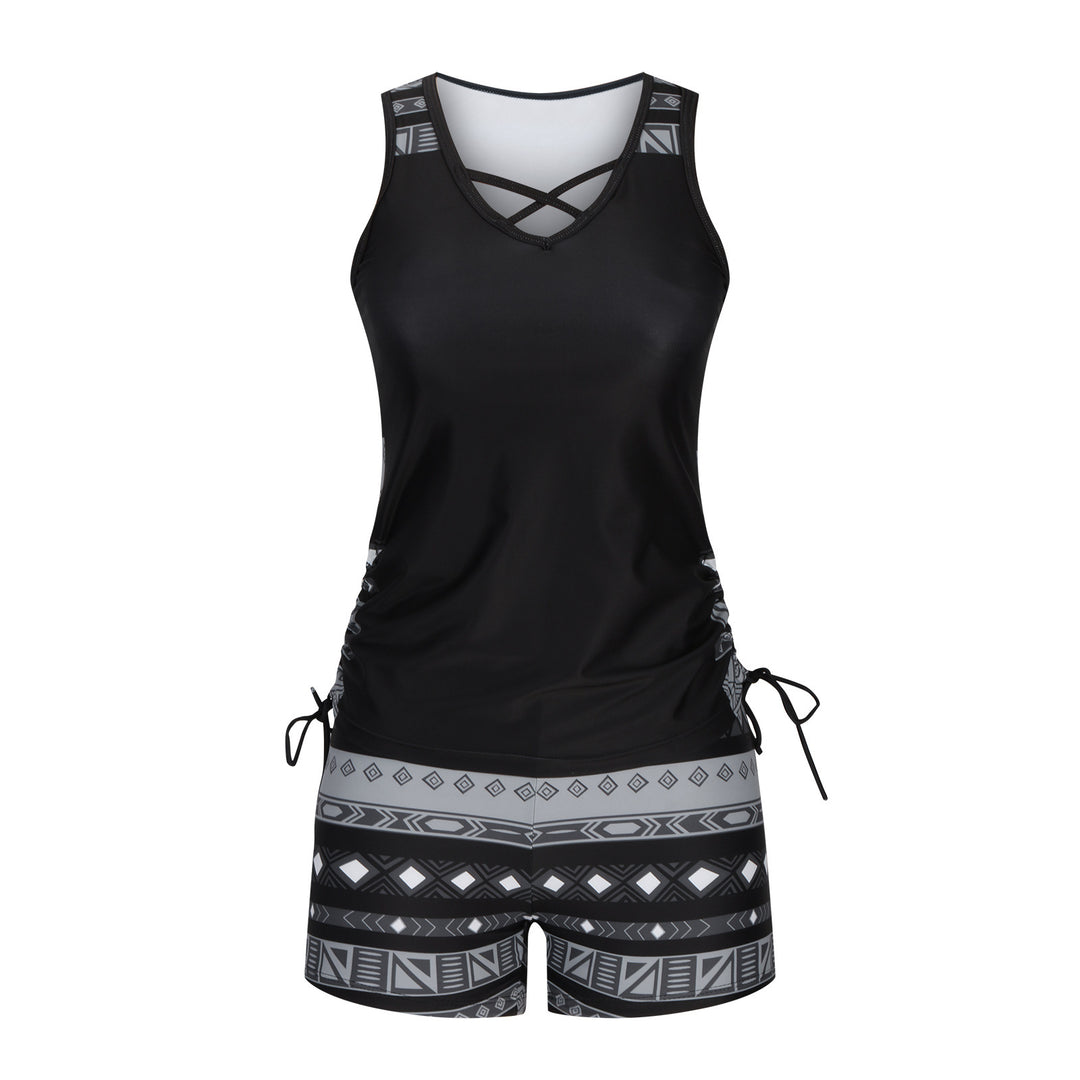 European And American Women's Seperated Swimwear High Waist Swimsuit Tied Top
