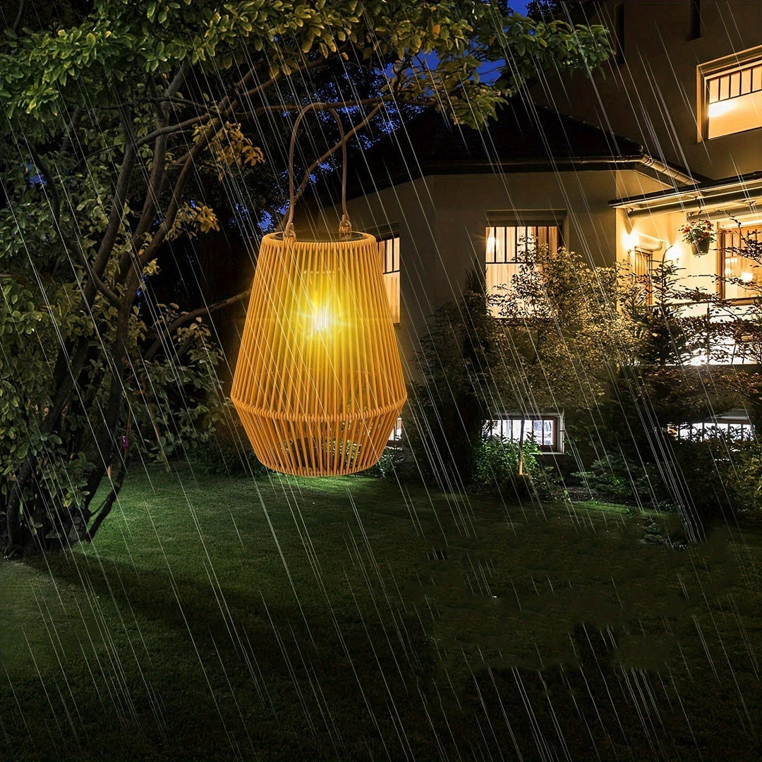 Zestaw solarnych wiszących lampionów boho – zrównoważone lampiony z wikliny do ogrodu i na balkon