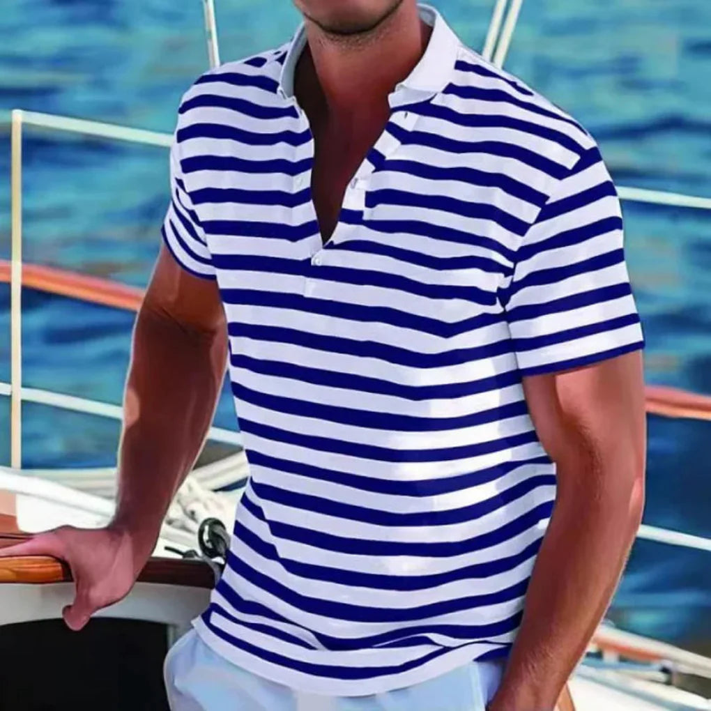 Retro Pasiasty Polo dla Mężczyzn