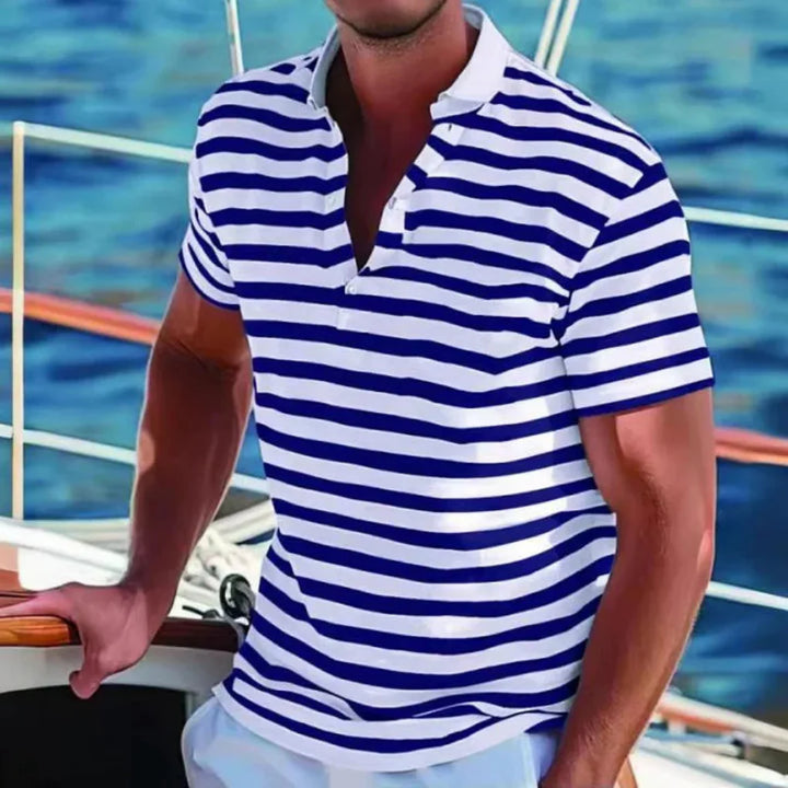 Retro Pasiasty Polo dla Mężczyzn