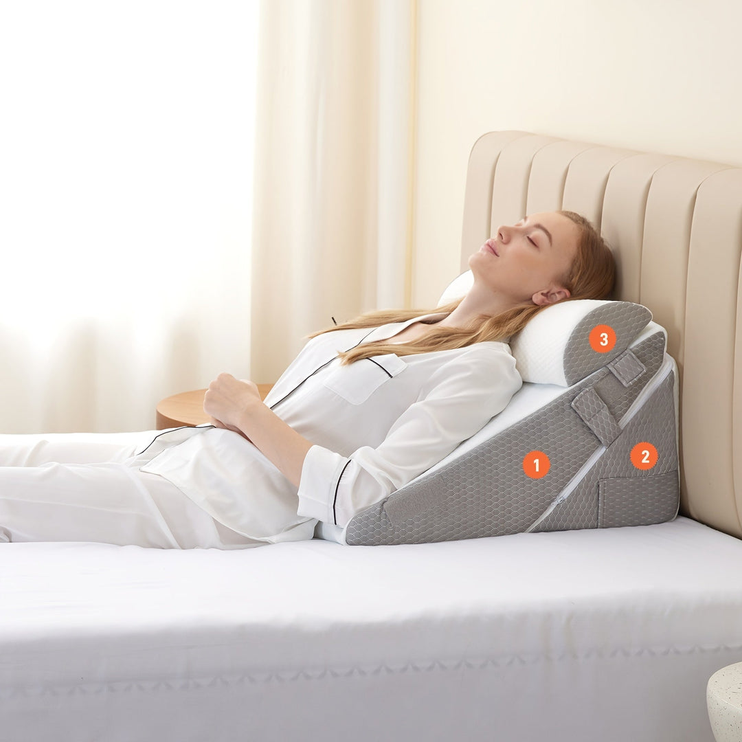 Regulowana Ortopedyczna Poduszka Klinowa RelaxPlus - Premium System Wsparcia z Pianki Memory 7 w 1