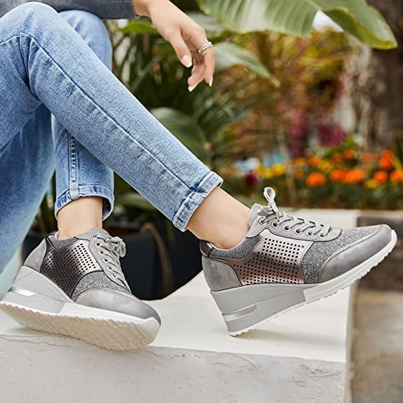 Kobiece Sneakersy na Wysokim Koturnie