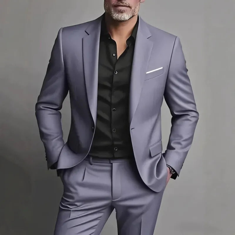 Męski garnitur slim fit – marynarka i spodnie w stylu business casual