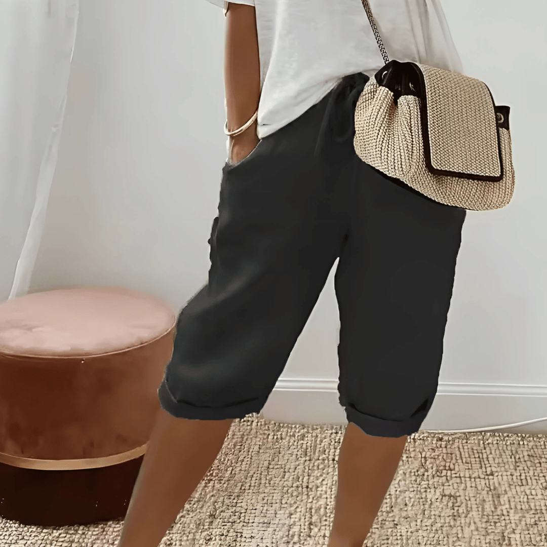 Kobiece Spodenki Haremowe z Bawełny i Lnu do Kolan