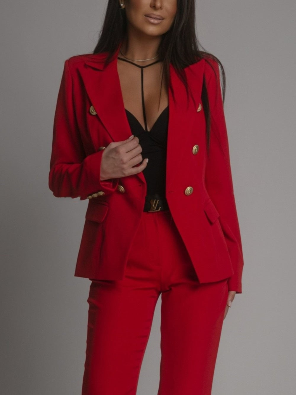 Elegancki Dwuczęściowy Garnitur Damski (Blazer i Spodnie)