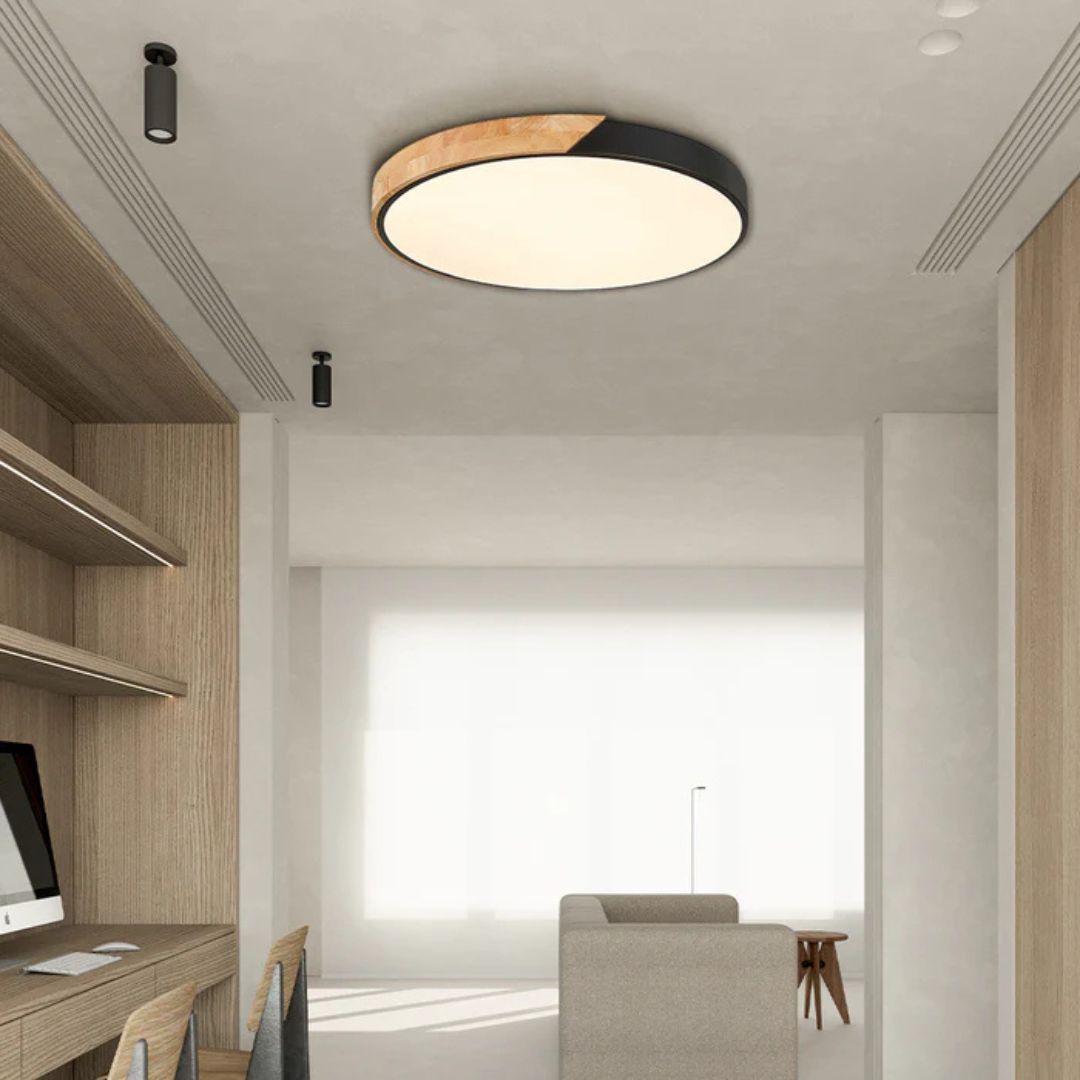 Drewniana lampa sufitowa Delos Scandi | Naturalna designerska lampa LED