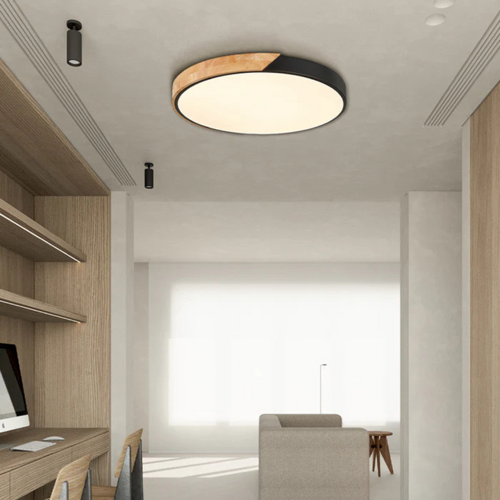 Drewniana lampa sufitowa Delos Scandi | Naturalna designerska lampa LED