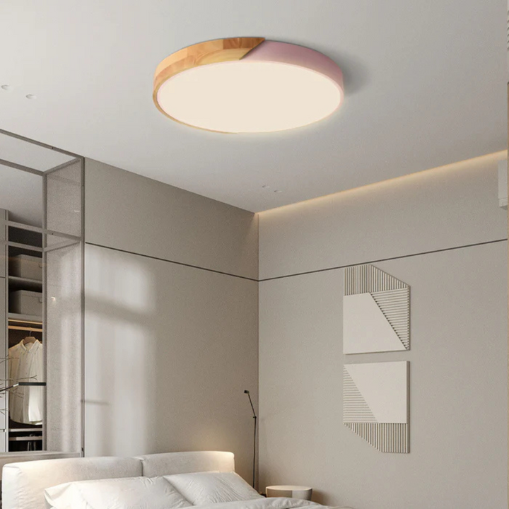 Drewniana lampa sufitowa Delos Scandi | Naturalna designerska lampa LED