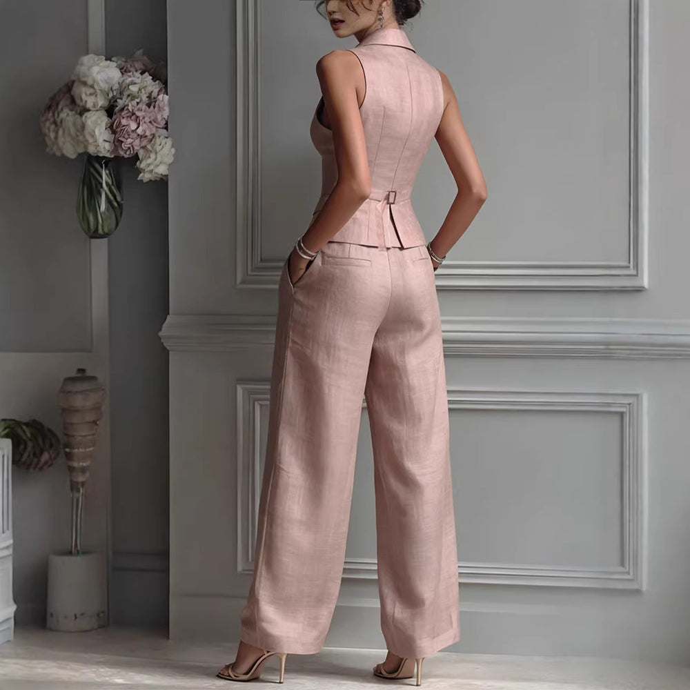 Summer Sleeveless Suit Casual Single-breasted Vest And Casual Pants Set