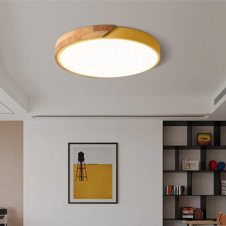 Drewniana lampa sufitowa Delos Scandi | Naturalna designerska lampa LED