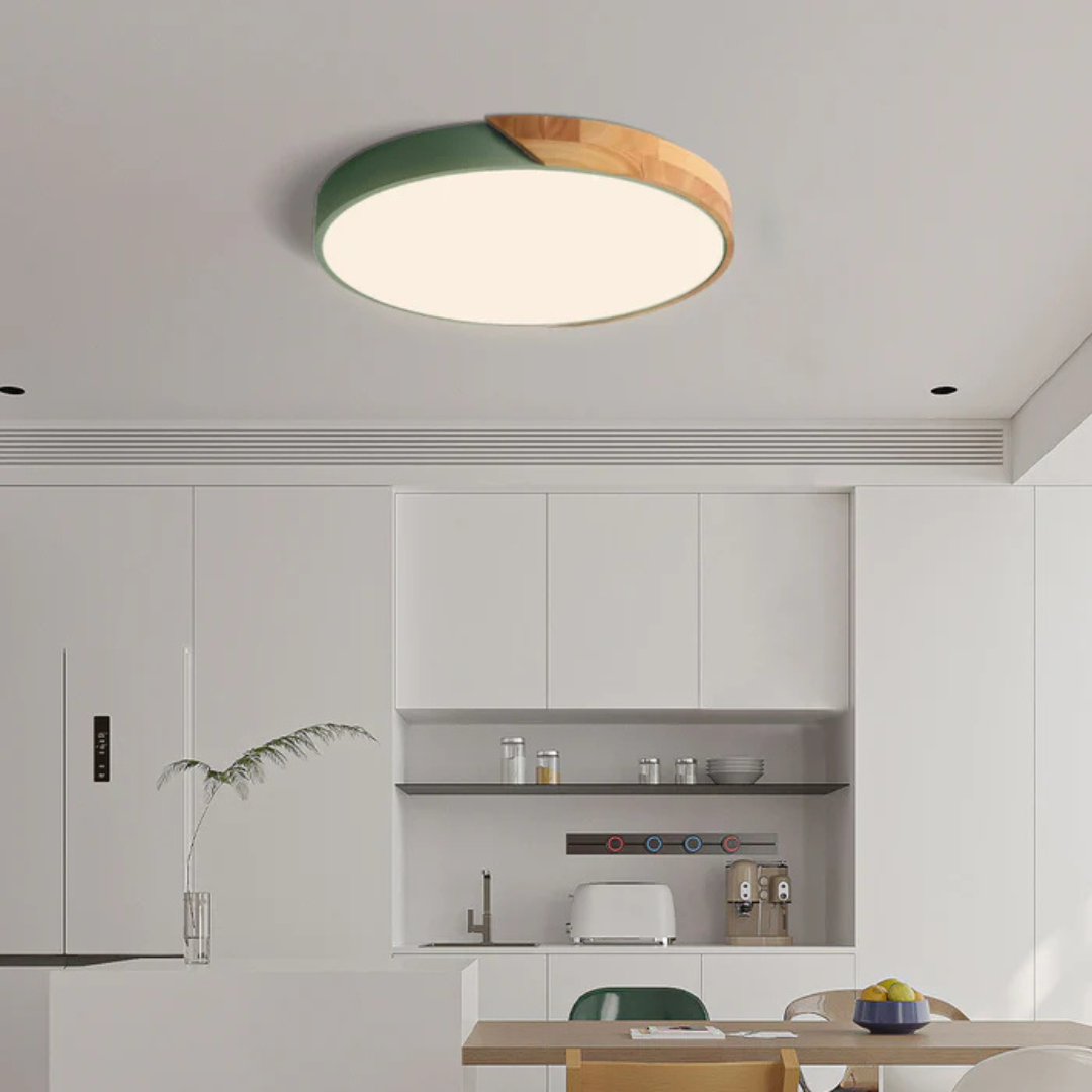 Drewniana lampa sufitowa Delos Scandi | Naturalna designerska lampa LED