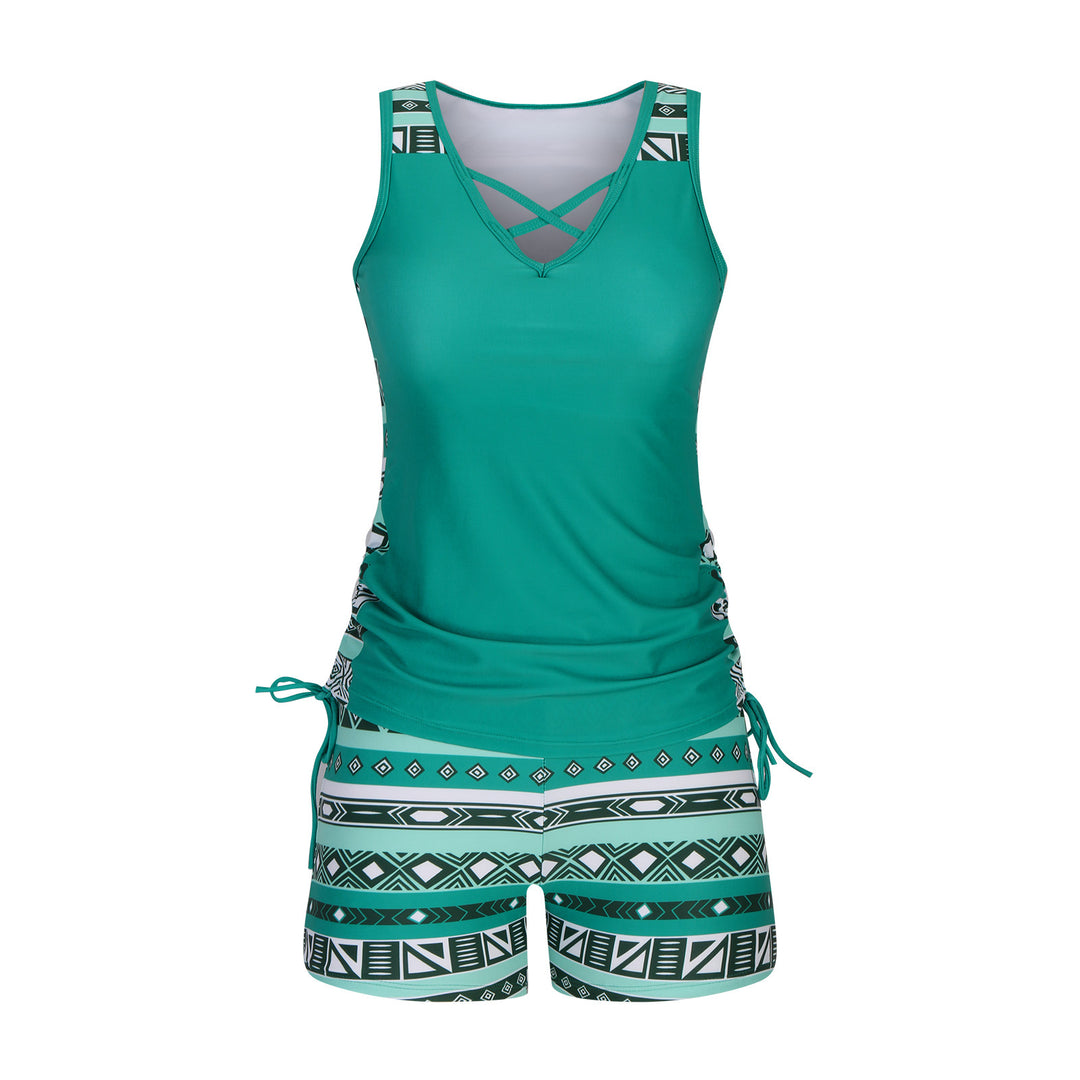 European And American Women's Seperated Swimwear High Waist Swimsuit Tied Top