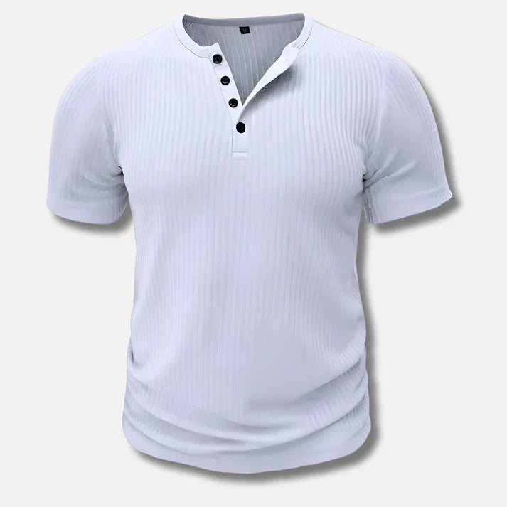 Slim-Fit Henley T-Shirt dla mężczyzn z zapięciem na przycisk