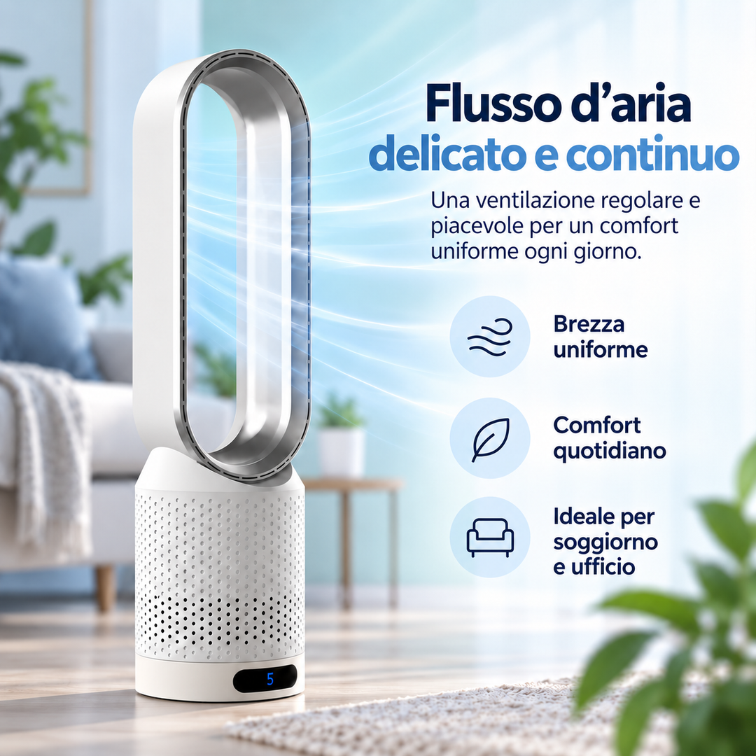 AirPure – bezłopatkowy wentylator wieżowy, wyjątkowo cichy (< 32 dB)