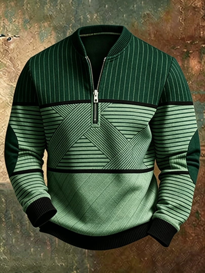 Stylowy sweter męski z krótkim zamkiem
