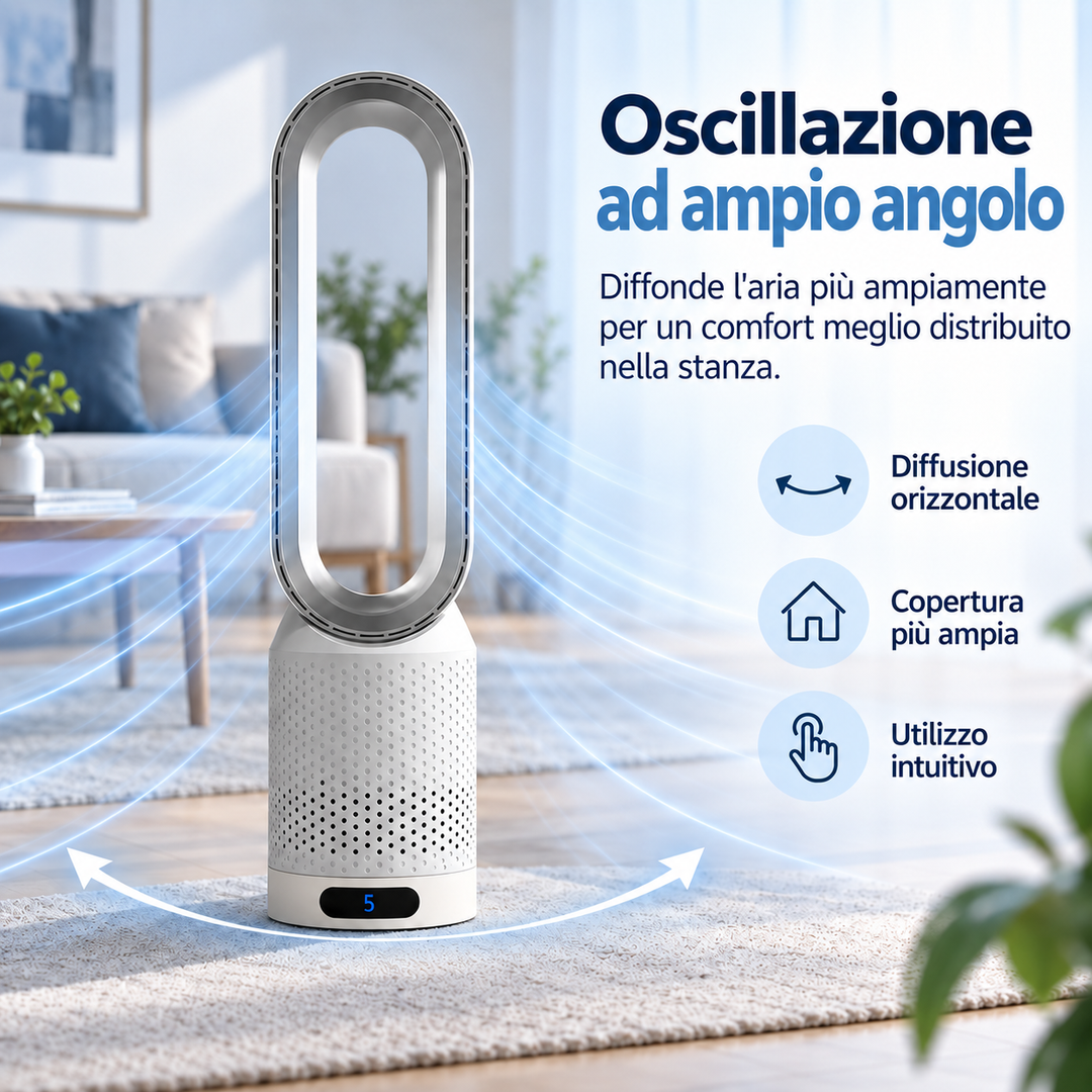AirPure – bezłopatkowy wentylator wieżowy, wyjątkowo cichy (< 32 dB)