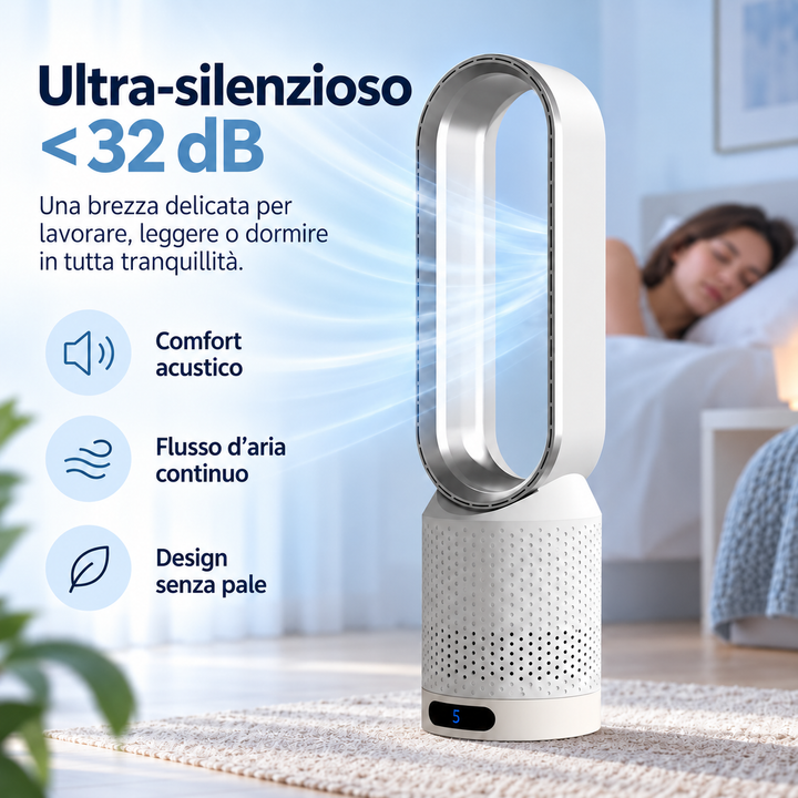 AirPure – bezłopatkowy wentylator wieżowy, wyjątkowo cichy (< 32 dB)