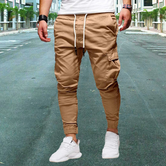 Męskie Spodnie Kargo Casual z Kieszeniami na Klapki