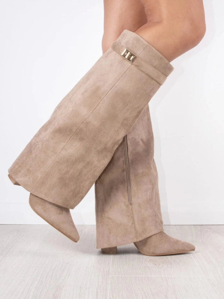 Wysokie Buty Zamszowe z Obcasem