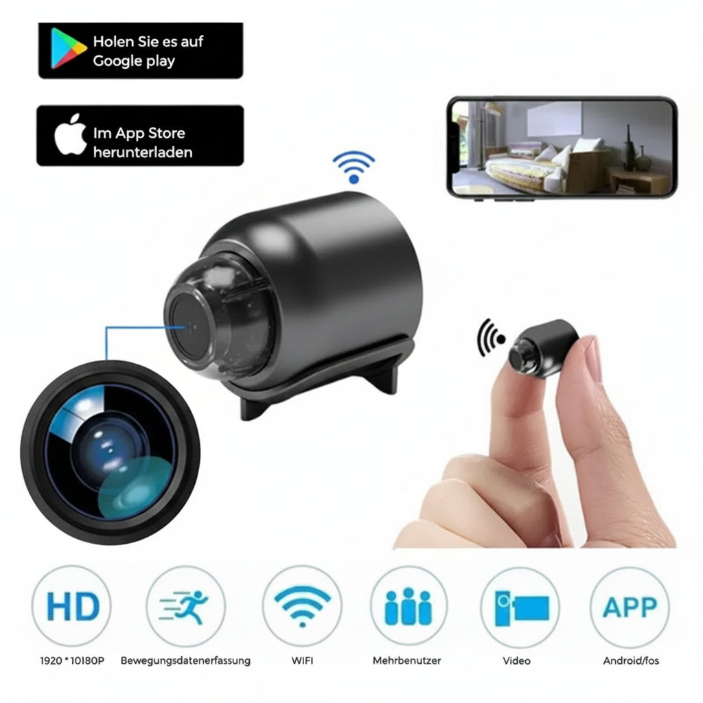 Mini kamera monitorująca WiFi 1080p | Ukryte widzenie w nocy | Alarm ruchu | Dźwięk
