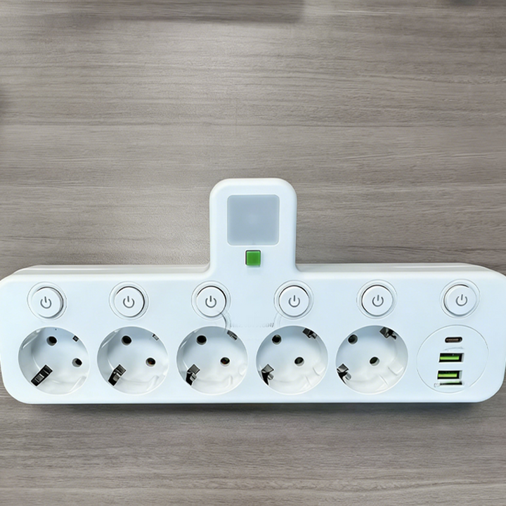 Listwa zasilająca z USB i przełącznikami | Wielogniazdowa z ochroną przeciwprzepięciową 2500 W