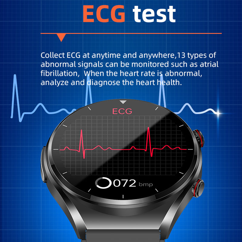 Pomiar poziomu cukru we krwi jednym kliknięciem | Cukier we krwi, ciśnienie krwi, EKG | EKG HRV monitorowanie tętna smart zegarek zdrowia