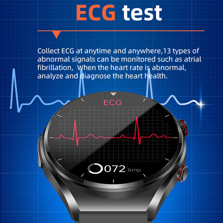 Pomiar poziomu cukru we krwi jednym kliknięciem | Cukier we krwi, ciśnienie krwi, EKG | EKG HRV monitorowanie tętna smart zegarek zdrowia