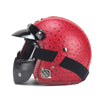Kask motocyklowy vintage z ekoskóry PU z osłoną i goglami