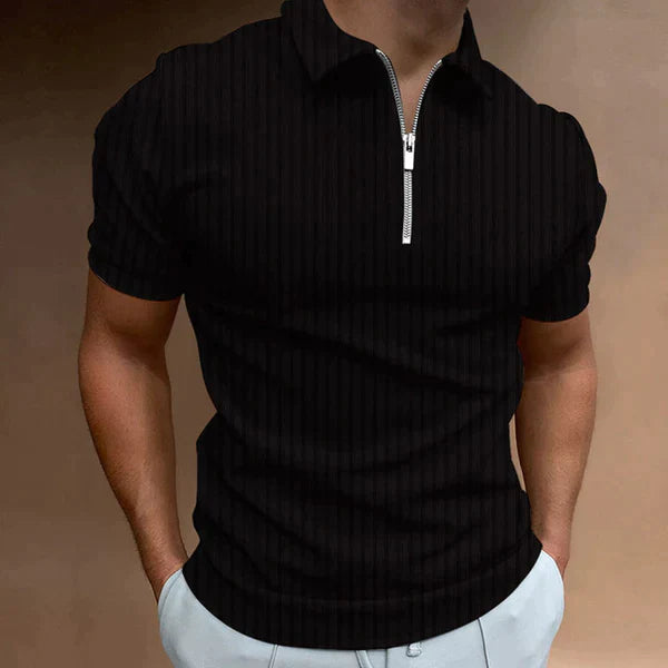Muscle Fit Męskie Polo z Zipperem