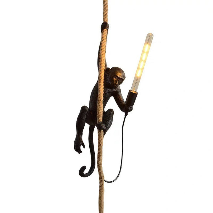 Nowoczesna żywiczna lampa sufitowa z jednym punktem świetlnym, lampa wisząca do restauracji z konopnym sznurem