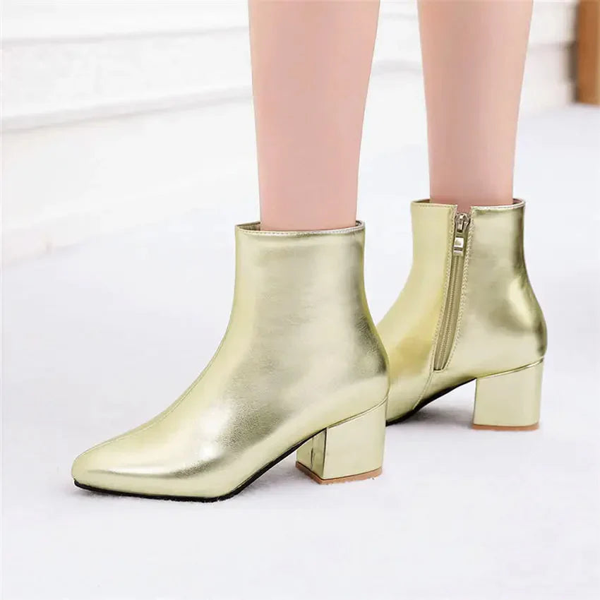 Stylowe Srebrne Botki Ankle dla Kobiet