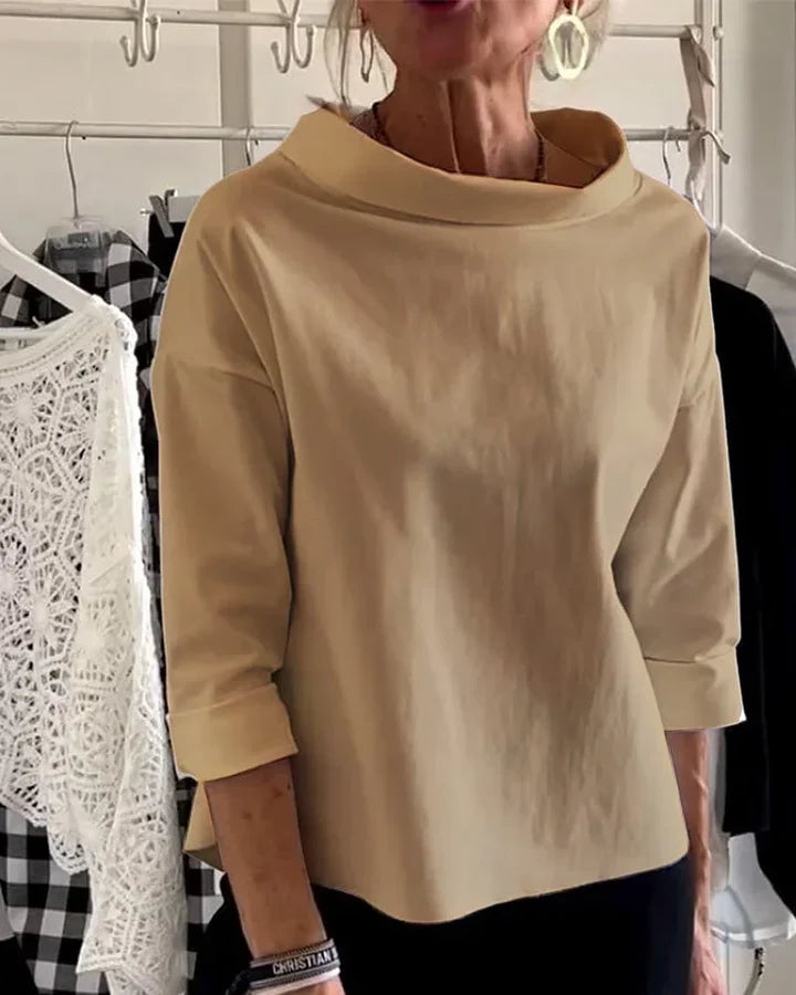 Casual Top z Szerokimi Rewersami i Polówką dla Stylowego Wyglądu