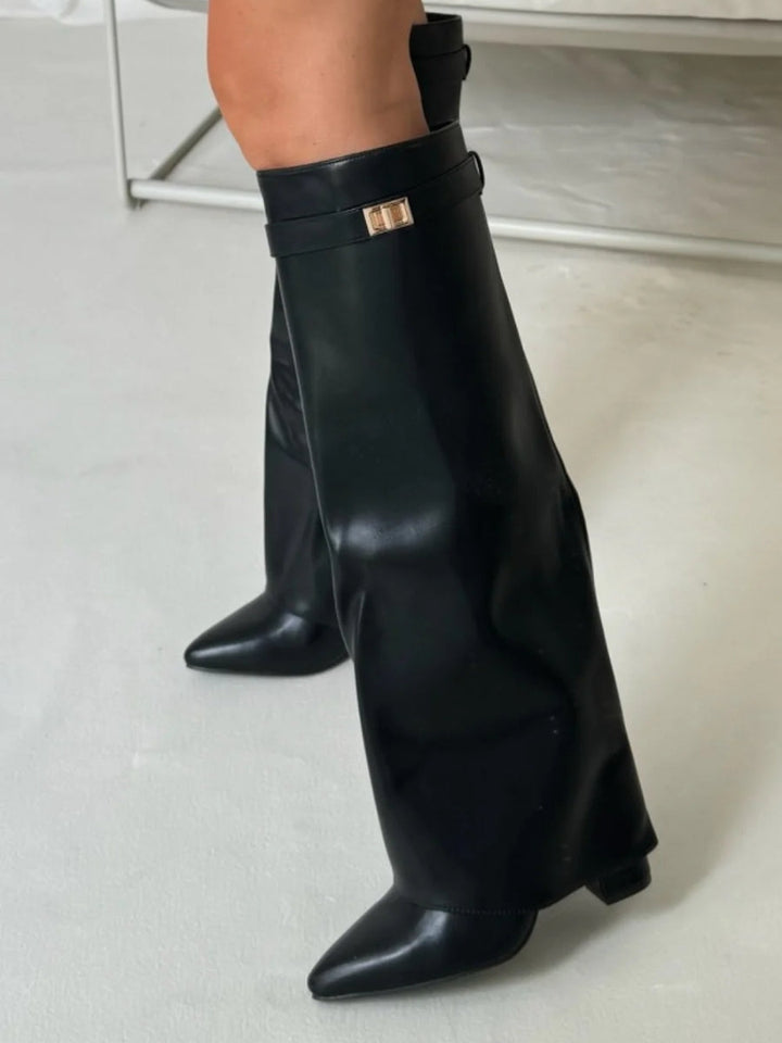 Wysokie Buty Zamszowe z Obcasem