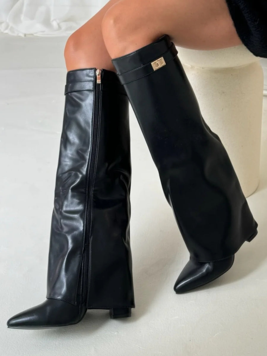 Wysokie Buty Zamszowe z Obcasem