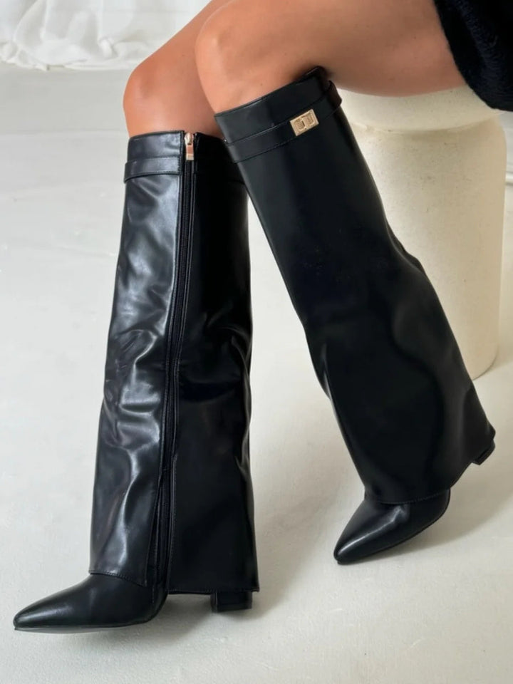 Wysokie Buty Zamszowe z Obcasem
