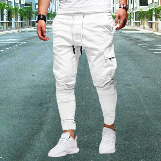 Męskie Spodnie Kargo Casual z Kieszeniami na Klapki