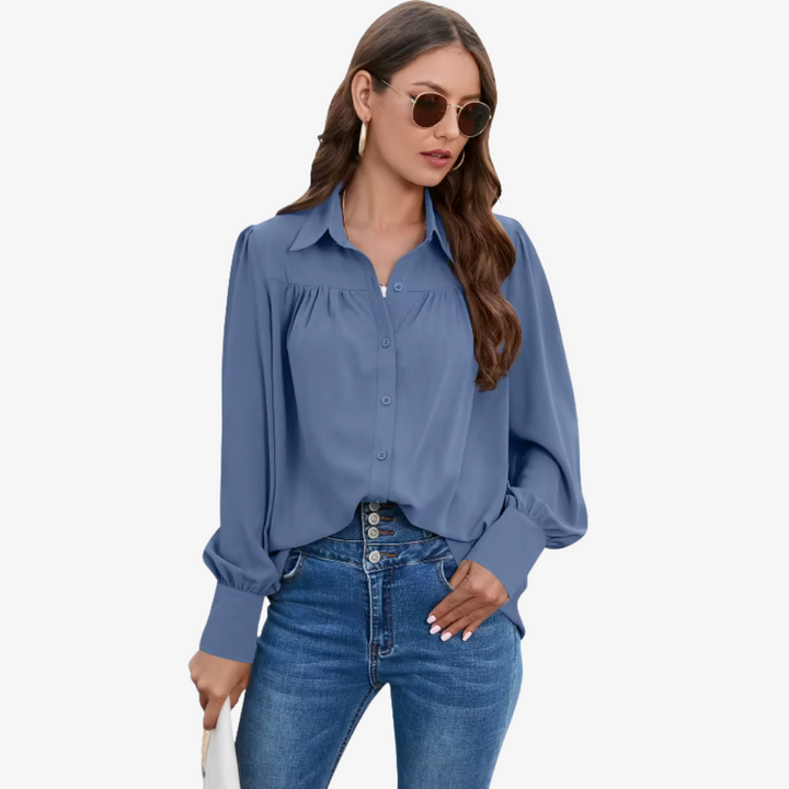Elegancka bluzka chiffon z lampionowymi rękawami