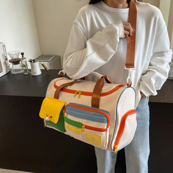 Lekka torba podróżna w kolorowe bloki - FlexaBag
