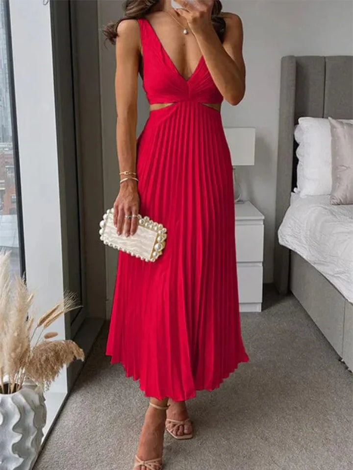 Elegancka Sukienka Bez Rękawów z Otwarty Plecami Graceful Sophistication na Ciepłe Pory Roku