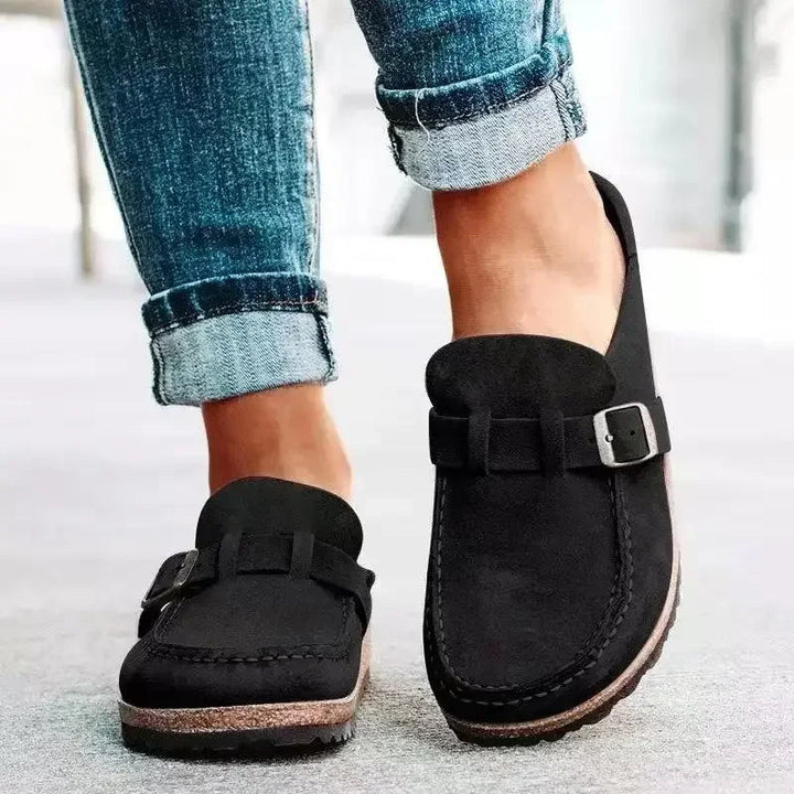 Kobiece Retro Buckle Płaskie Klapki