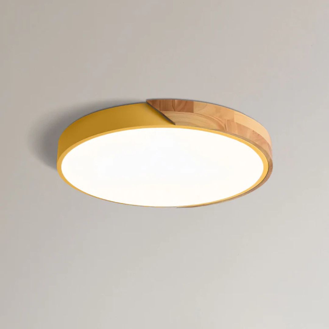 Drewniana lampa sufitowa Delos Scandi | Naturalna designerska lampa LED