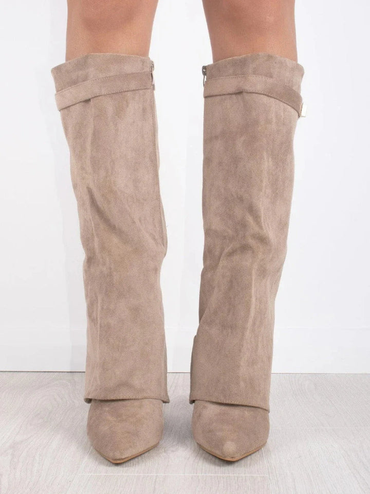 Wysokie Buty Zamszowe z Obcasem