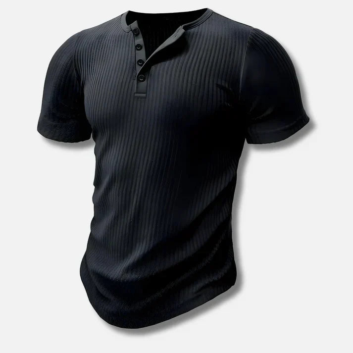 Slim-Fit Henley T-Shirt dla mężczyzn z zapięciem na przycisk