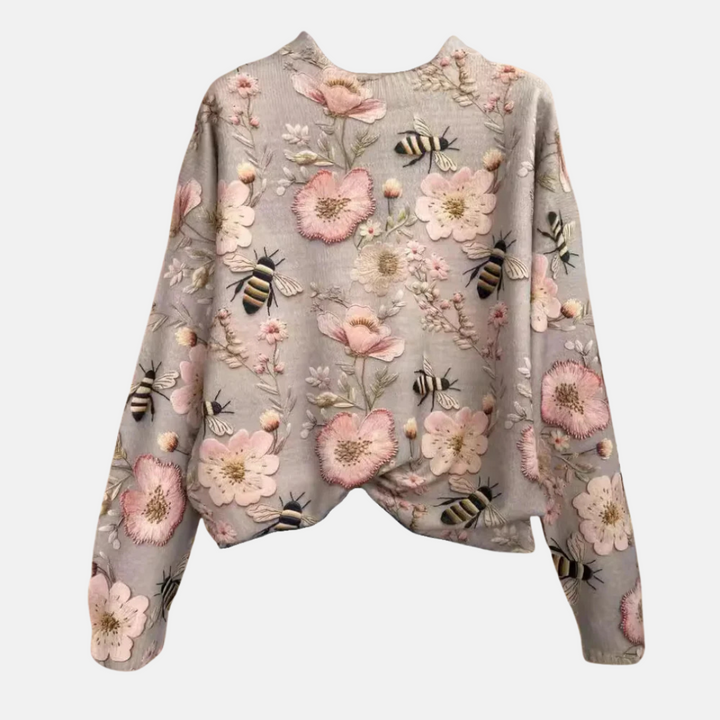 Sweter z 3D Kwiatowym Wzorem