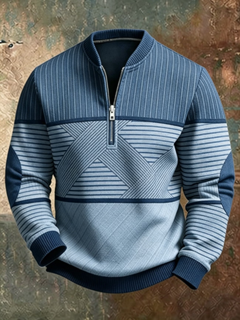 Stylowy sweter męski z krótkim zamkiem