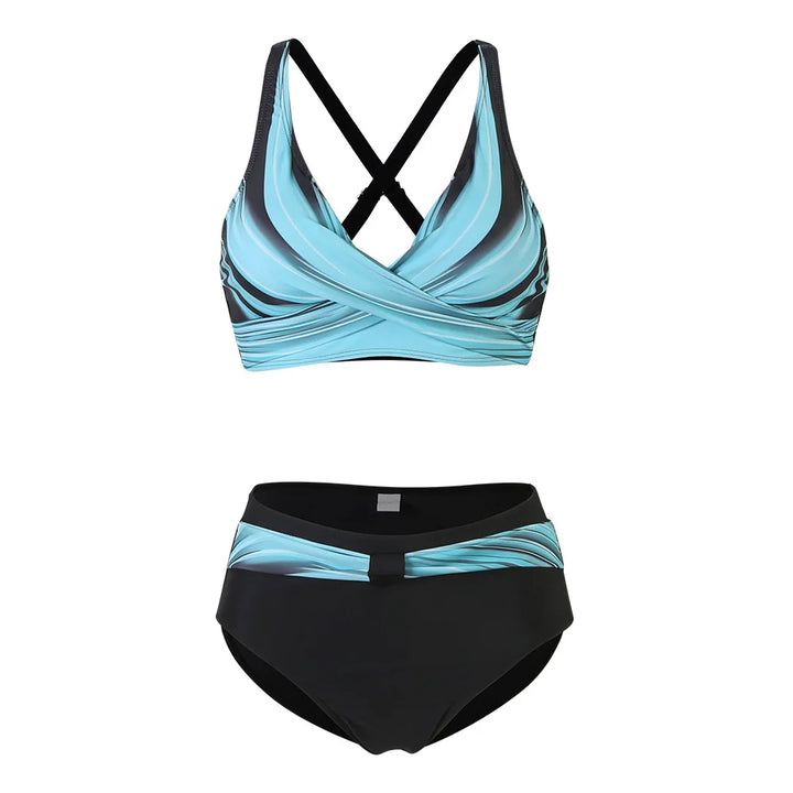 Zestaw Bikini z Wysoką Talią i Modnym Wzorem